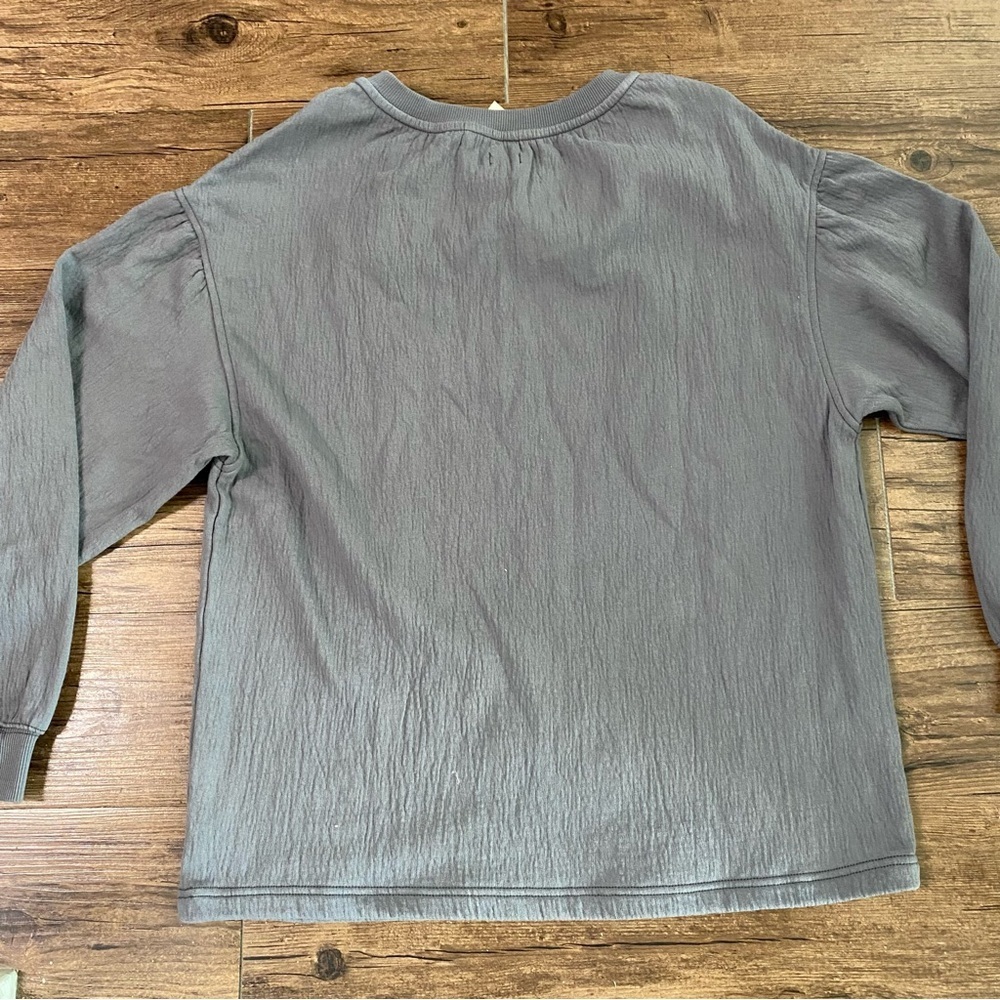 NWT Aerie Gray Oversized V-Neck Sweatshirt with braided Drawstrings - Picture 9 of 10